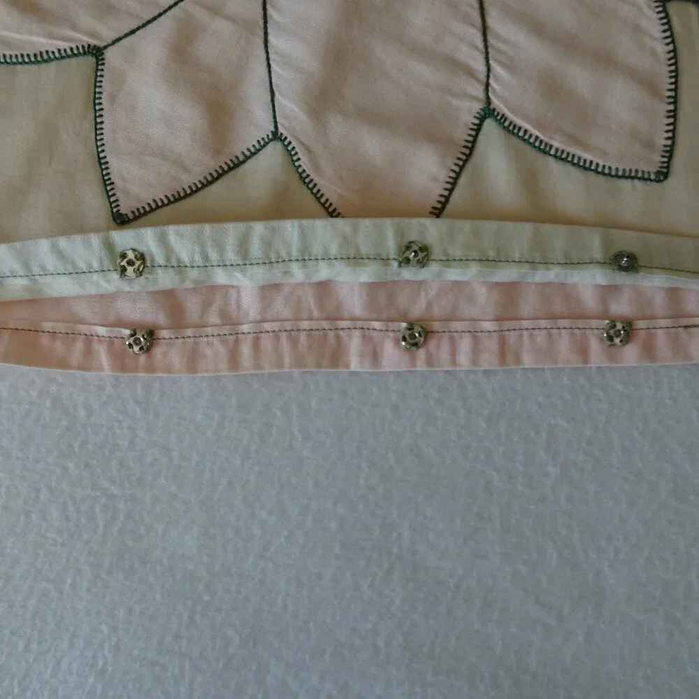 Vintage Floral Throw Pillow Cover Handstitched Pink Beige Flowers Boho
